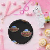 飛んでいるufo宇宙黒 ペーパープレート (パーティー)