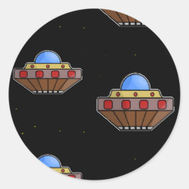 飛んでいるufo宇宙黒 ラウンドシール
