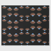 飛んでいるufo宇宙黒 ラッピングペーパー (フラット)