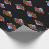 飛んでいるufo宇宙黒 ラッピングペーパー (角)