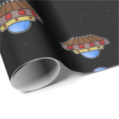 飛んでいるufo宇宙黒 ラッピングペーパー (ロールコーナー)