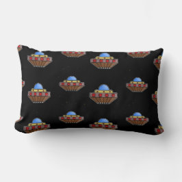 飛んでいるufo宇宙黒 ランバークッション