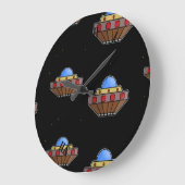 飛んでいるufo宇宙黒 ラージ壁時計 (傾斜)