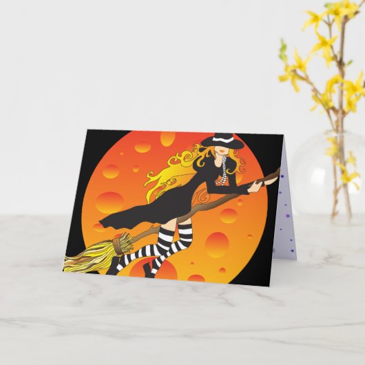 飛んでいるwitch_2 カード (黄色い花)