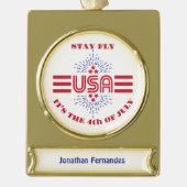 飛んでて、7月4日だ ゴールドプレートバナーオーナメント (正面)