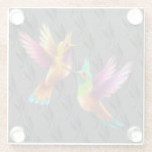 飛カラフル行中のハチドリ ガラスコースター (裏面)