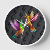飛カラフル行中のハチドリ 壁時計 (正面)