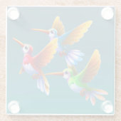 飛カラフル行中のハミングバード ガラスコースター (裏面)