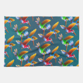 飛カラフル行中のハミングバード キッチンタオル (横)