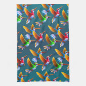 飛カラフル行中のハミングバード キッチンタオル (縦)