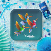 飛カラフル行中のハミングバード ペーパープレート (パーティー)