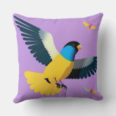 飛カラフル行中の鳥 クッション (裏面)