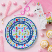 飛カラフル行中。ハロウィーンパターン ペーパープレート (パーティー)