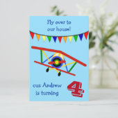 飛カラフル行機子供の誕生日パーティー 招待状 (スタンド正面)