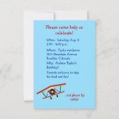 飛カラフル行機子供の誕生日パーティー 招待状 (裏面)