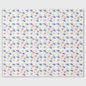 飛カラフル行機&雲かわいい飛行士誕生日 ラッピングペーパー (フラット)