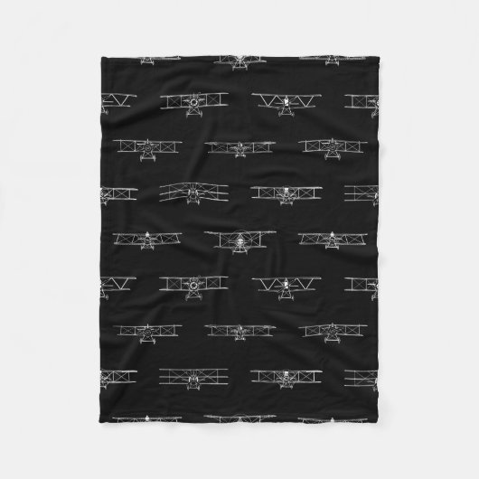 飛クラシック行機パターンヴィンテージ飛行機アートカスタム フリースブランケット (正面)