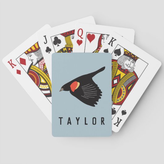 飛パーソナライズされた行中の赤翼のブラックバード トランプ (裏面)