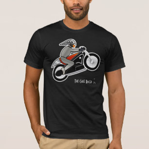 飛ヘルメットのライダーが付いているアールデコのオートバイ Tシャツ