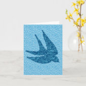 飛日本の行中のツバメ、コバルトとブルー淡い色のー カード (黄色い花)