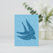 飛日本の行中のツバメ、コバルトとブルー淡い色のー ポストカード (スタンド正面)