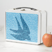 飛日本の行中のツバメ、コバルトとブルー淡い色のー メタルランチボックス (インサイチュ)