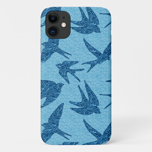 飛日本の行中のツバメ、コバルトとブルー淡い色のー Case-Mate iPhoneケース (裏面)