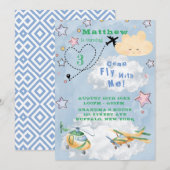 飛来ぶ飛行機で男の子の誕生日パーティーAnno 案内状 (正面/裏面)