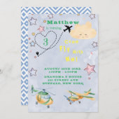 飛来ぶ飛行機で男の子の誕生日パーティーAnno 案内状 (正面/裏面)