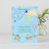 飛来ぶ飛行機の男の子の誕生日パーティー 案内状 (スタンド正面)