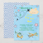 飛来ぶ飛行機の男の子の誕生日パーティー 案内状 (正面/裏面)