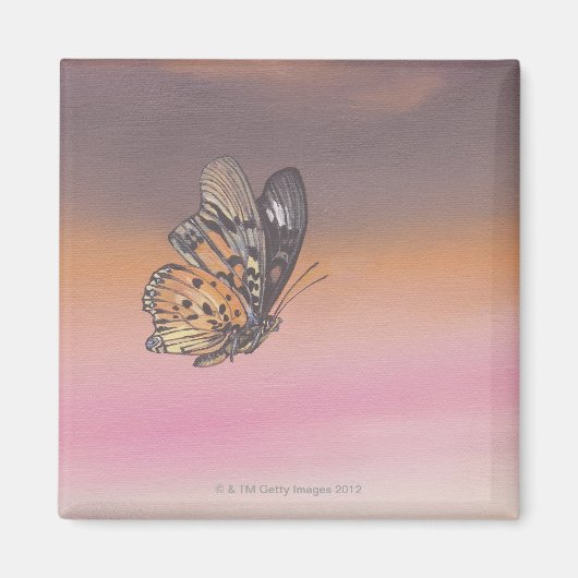 飛絵画行中の蝶を描く マグネット (正面)