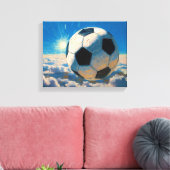 飛翔するサッカーボールのアート作品（油絵 No. 5） キャンバスプリント (インサイチュ (リビング))