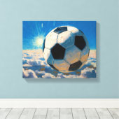 飛翔するサッカーボールのアート作品（油絵 No. 5） キャンバスプリント (インサイチュ (ウッドフロア))