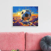 飛翔するサッカーボール アート作品（油絵 No. 2） キャンバスプリント (インサイチュ (リビング))