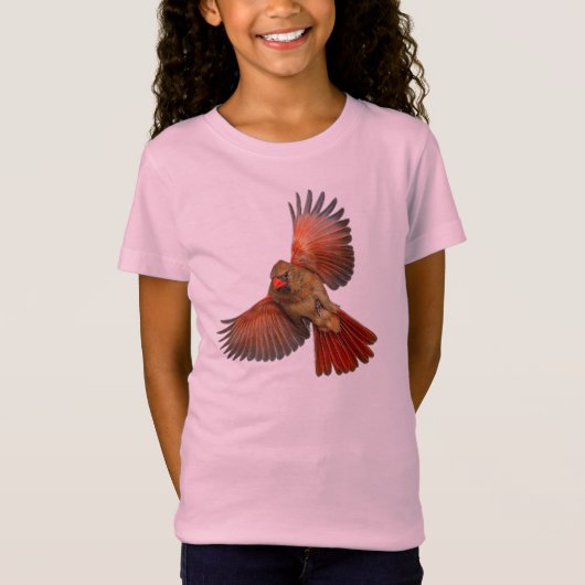 飛翔するショウジョウコウカチョウの子供用Tシャツ Tシャツ (正面)