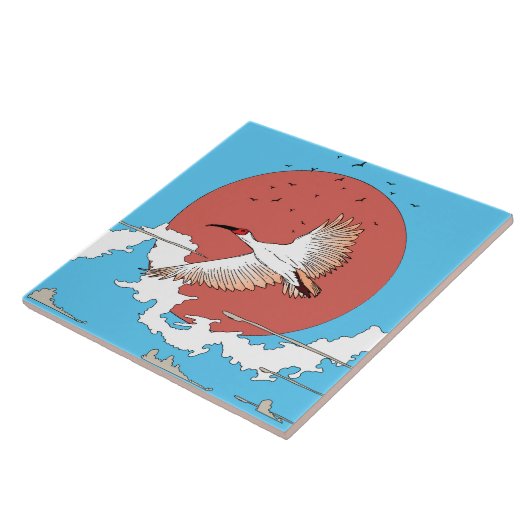 飛翔するトキ タイル (側面)