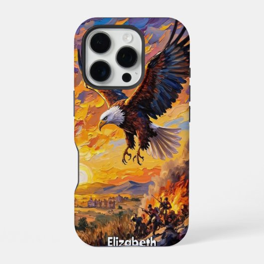 飛翔する希望、燃える空 iPhoneケース (裏面)