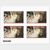 飛翔する愛の鳳凰、羽根、ハート バレンタインデー 長方形シール (シート)