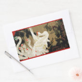 飛翔する愛の鳳凰、羽根、ハート バレンタインデー 長方形シール (封筒)