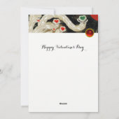 飛翔する愛の鳳凰、羽毛、ハートのバレンタインデー シーズンカード (裏面)