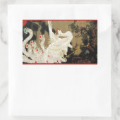 飛翔する愛の鳳凰、羽毛、ハートのバレンタインデー 長方形シール (バッグ)