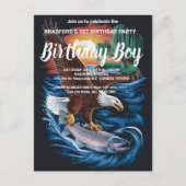 飛翔の雄姿：魚に覆いかぶさる鷹 ポストカード (正面)