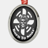 飛翔生まれするには、クールスカルパイロット及び飛行機プロペラ メタルオーナメント (左)