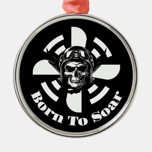 飛翔生まれするには、クールスカルパイロット及び飛行機プロペラ メタルオーナメント (正面)