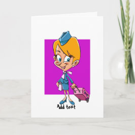 飛行おもしろい付き添い人漫画の航空ホステス カード