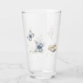 飛行かわいらし中の青とクリームの蝶 タンブラーグラス (正面)