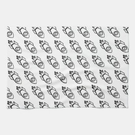 飛行するロケットのスケッチパターン キッチンタオル