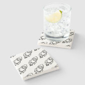 飛行するロケットのスケッチパターン ストーンコースター (横)