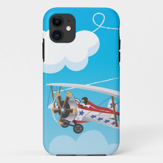 飛行する複葉機のキャラクター Case-Mate iPhoneケース (裏面)